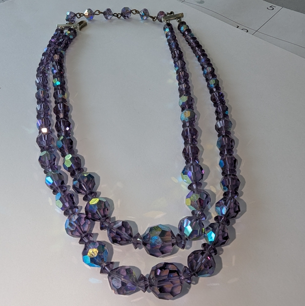 EVC PURPLE AB CRYSTAL NECKLACE - Picture 4 of 10